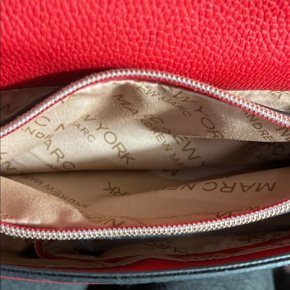 Marc New York Andrew Marc Red Chevron Crossbody Bag with Gold Accents - Picture 8 of 14